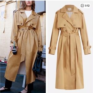 Favorite Daughter Camel Tie-Waist Trench Coat